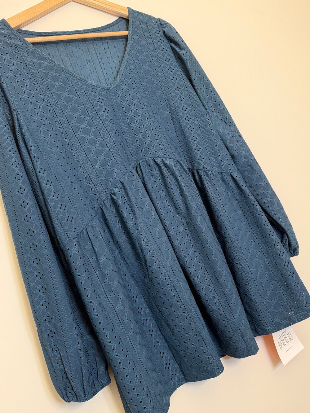 Tankaneo Teal Eyelet Lace Babydoll Top NWT XL